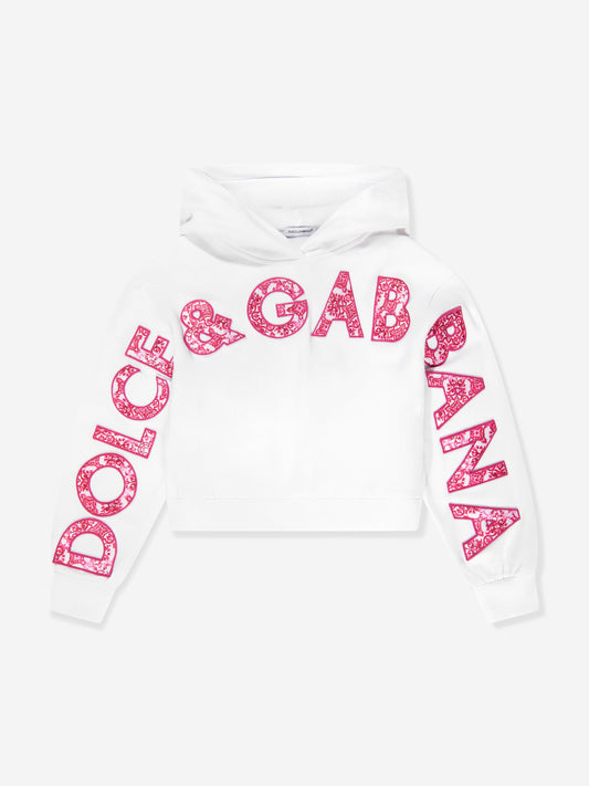 Dolce & Gabbana 女童白色徽标连帽衫