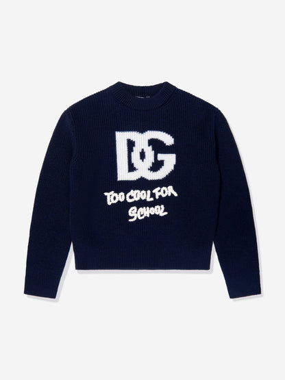 Dolce & Gabbana 女童羊毛徽标毛衣（海军蓝）