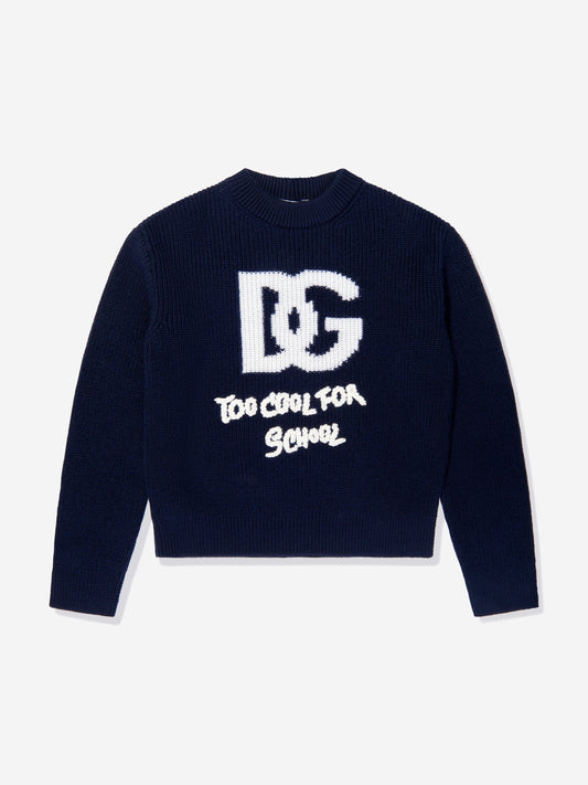 Dolce & Gabbana 女童羊毛徽标毛衣（海军蓝）