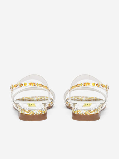 Dolce & Gabbana 女童黄色 Maiolica 皮革凉鞋