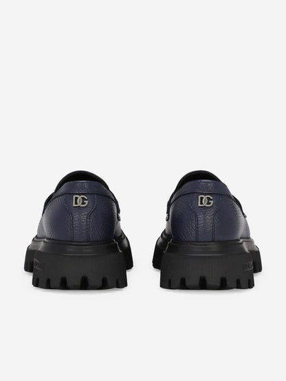 Dolce & Gabbana 女童蓝色皮革莫卡辛鞋
