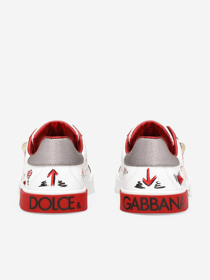Dolce & Gabbana 女童白色郁金香皮革运动鞋