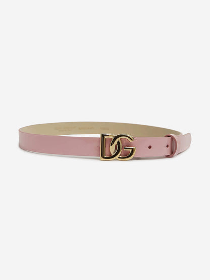 Dolce & Gabbana 女童粉色皮革徽标腰带