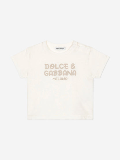 Dolce & Gabbana 男婴米兰徽标 T 恤（白色）