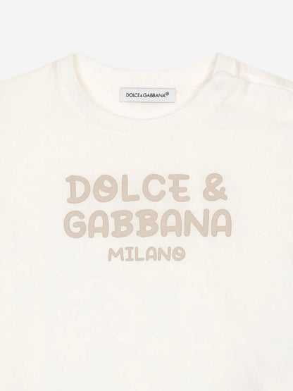 Dolce & Gabbana 男婴米兰徽标 T 恤（白色）