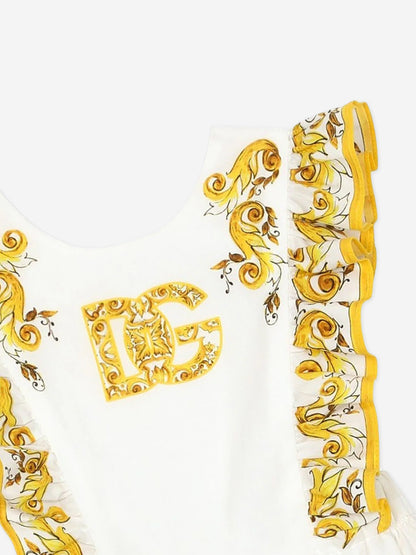 Dolce & Gabbana 女婴 Maiolica 黄色连衣裤