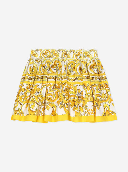 Dolce & Gabbana 女婴黄色 Maiolica 短裙配短裤