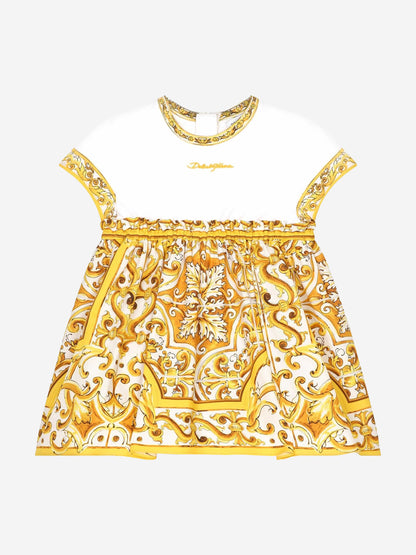 Dolce & Gabbana 女婴黄色 Maiolica 连衣裙配短裤