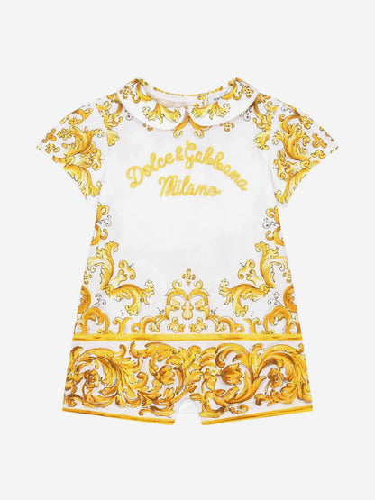 Dolce & Gabbana 女婴 Maiolica 黄色连衣裤