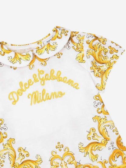 Dolce & Gabbana 女婴 Maiolica 黄色连衣裤