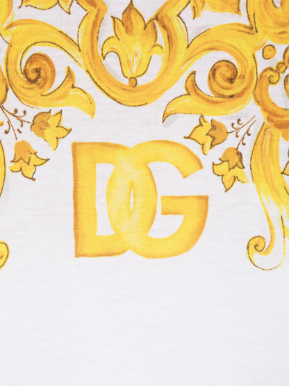 Dolce & Gabbana 女婴黄色 Maiolica 徽标 T 恤