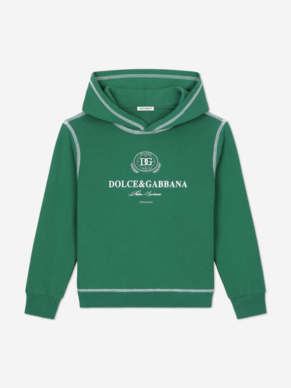 Dolce & Gabbana 男童绿色徽标连帽衫