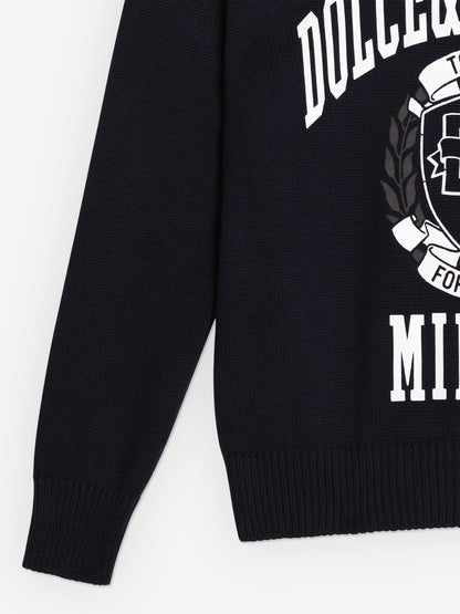 Dolce & Gabbana Boys Milano 海军蓝徽标运动衫