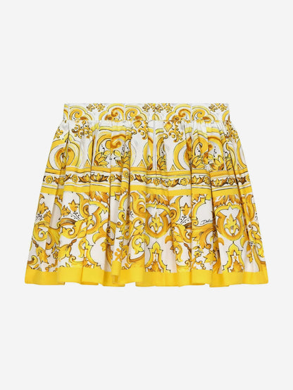 Dolce & Gabbana 女童 Maiolica 印花半身裙（黄色）