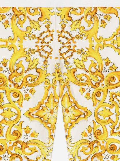 Dolce & Gabbana 女童 Maiolica 印花紧身裤（黄色）