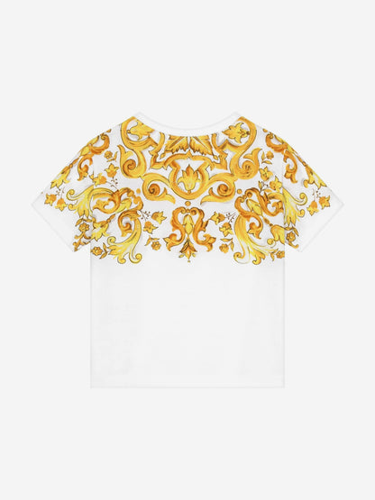 Dolce & Gabbana 女童 Maiolica 印花 T 恤（白色）