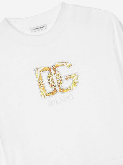 Dolce & Gabbana 女孩白色 Maiolica 徽标运动衫