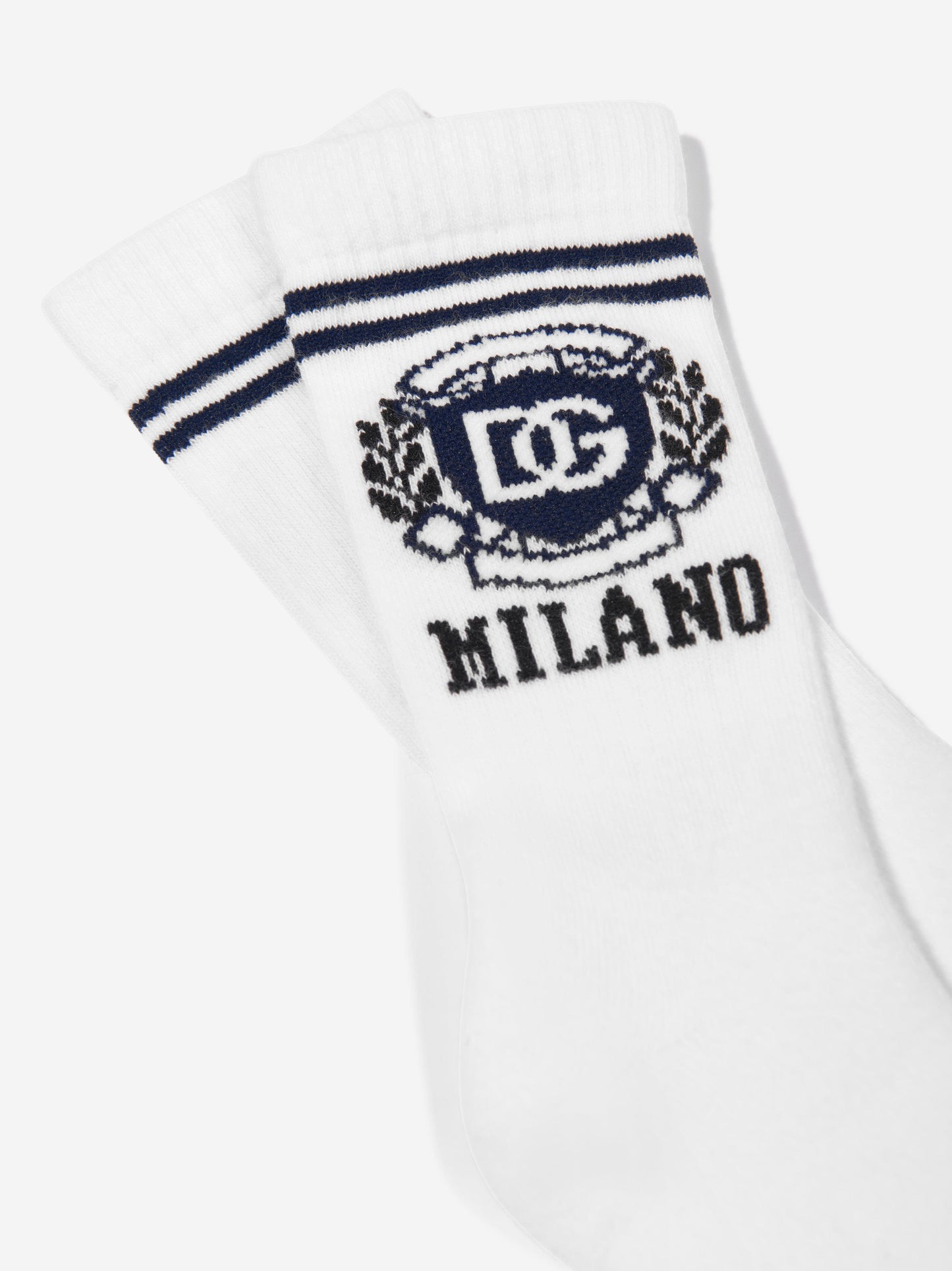 Dolce & Gabbana Boys Milano 徽标袜子（白色）