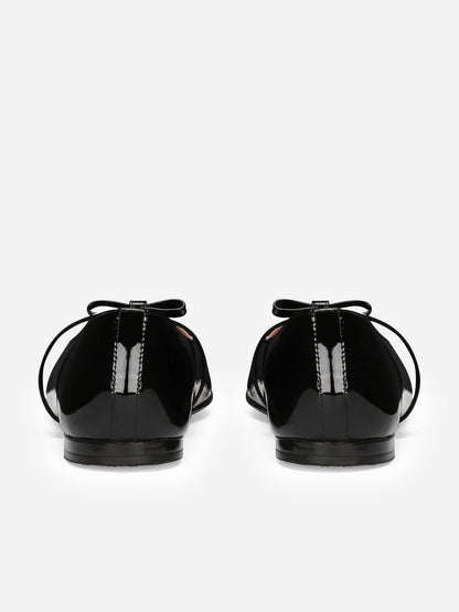 Dolce & Gabbana 女童漆皮芭蕾平底鞋（黑色）