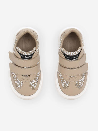 Dolce & Gabbana Kids 金色帆布和皮革运动鞋