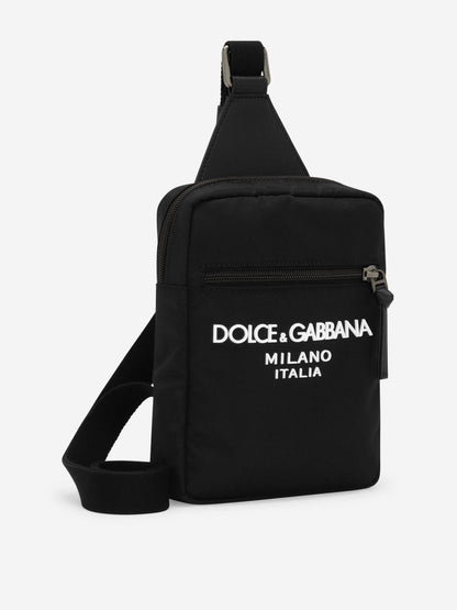 Dolce & Gabbana Kids 徽标斜挎包 黑色
