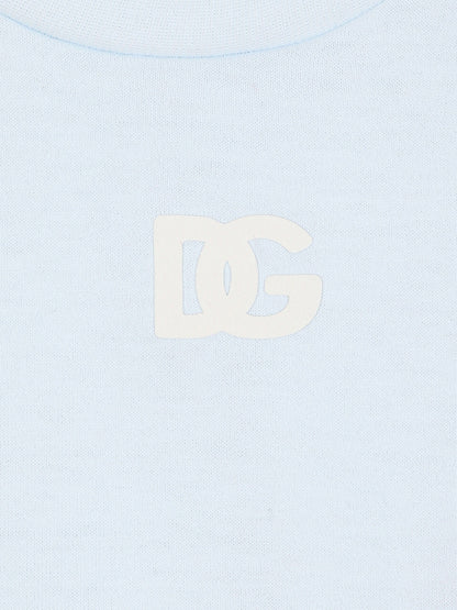 Dolce & Gabbana 男婴蓝色豹纹 T 恤
