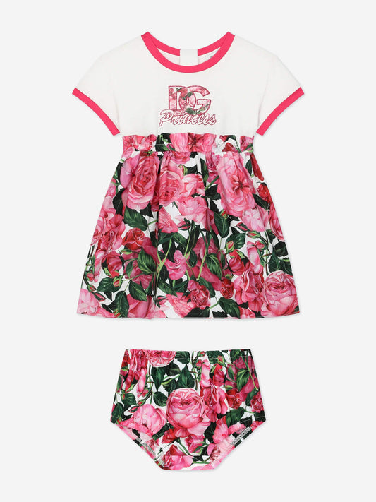 Dolce & Gabbana 女婴 DG Rose 粉色针织连衣裙