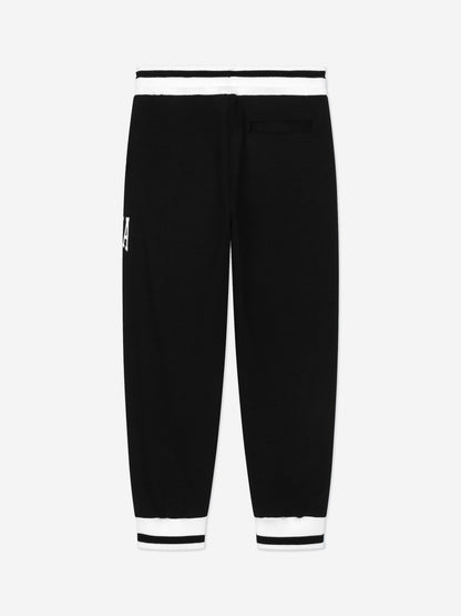 Dolce & Gabbana 男童黑色 Flock Logo 慢跑裤