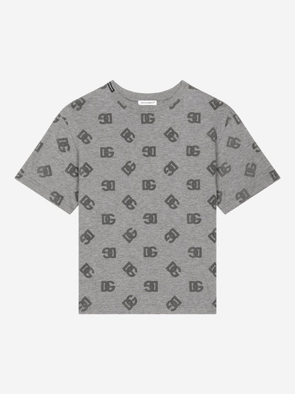 Dolce & Gabbana 男童 DG 徽标 T 恤（灰色）