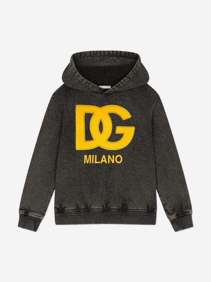 Dolce & Gabbana Boys Milano 徽标连帽衫（黑色）