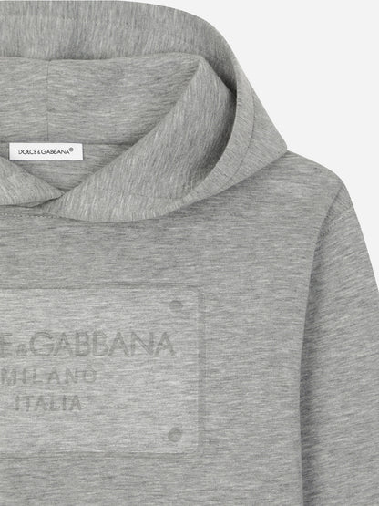 Dolce & Gabbana 男童氯丁橡胶压花徽标连帽衫（灰色）