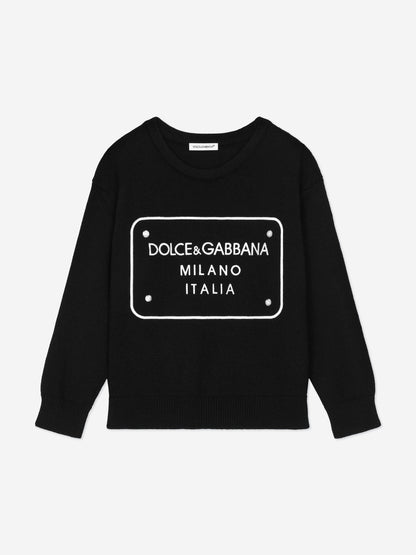 Dolce & Gabbana 男童黑色徽标标签套头衫