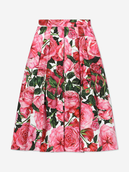 Dolce & Gabbana 女童玫瑰印花长裙（粉色）