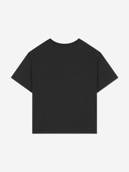 Dolce & Gabbana 女童黑色闪光玫瑰 T 恤