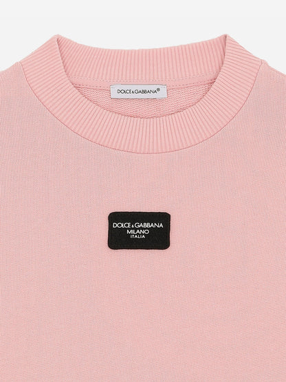 Dolce & Gabbana 女童粉色徽标标签运动衫