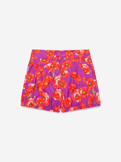 Dolce & Gabbana 女童棉质罂粟花印花短裤