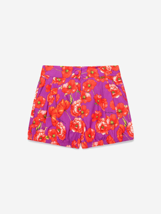 Dolce & Gabbana 女童棉质罂粟花印花短裤