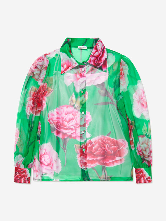 Dolce & Gabbana 女童真丝康乃馨印花衬衫