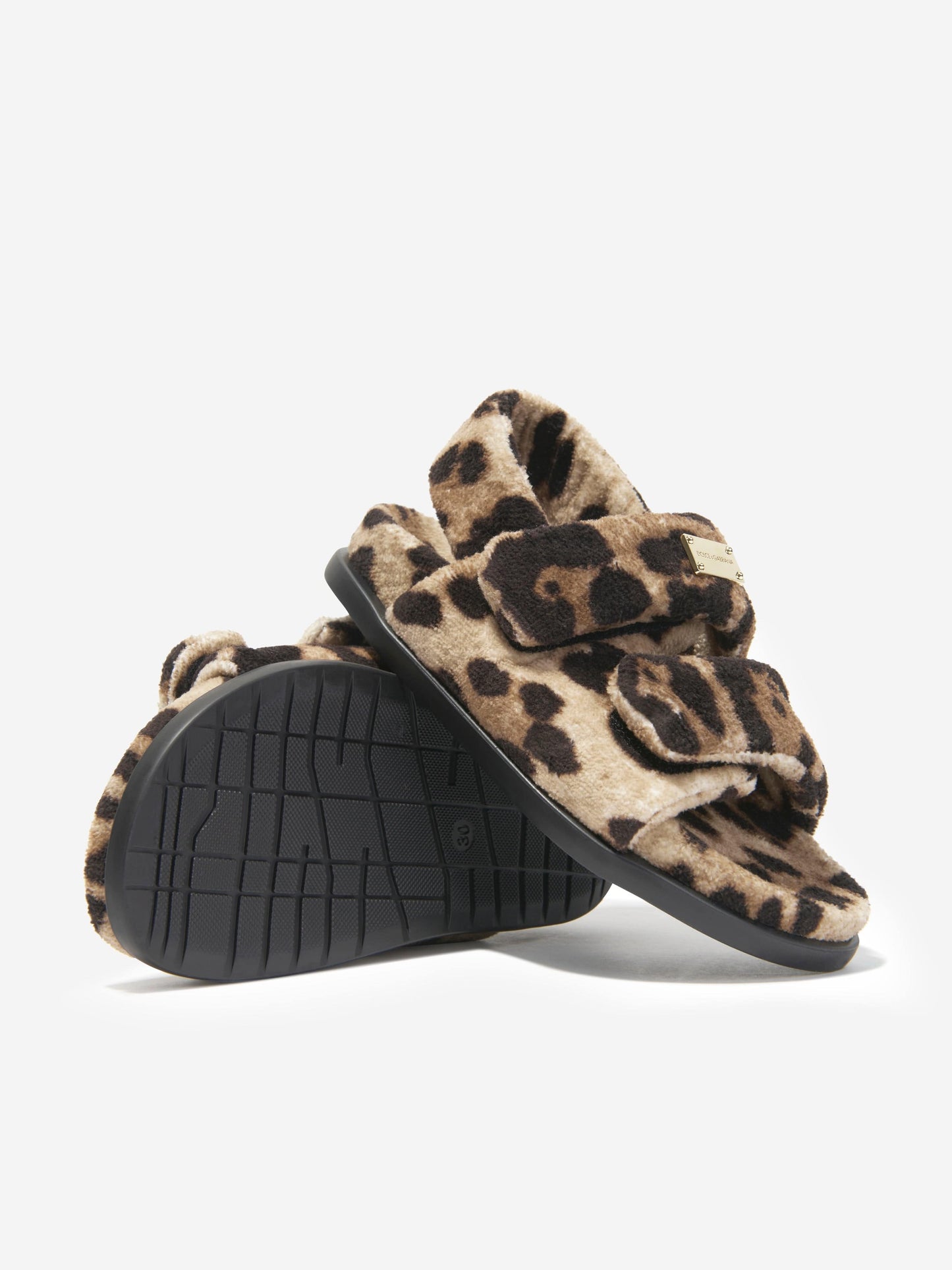 Dolce & Gabbana 女童豹纹蓬松凉鞋（米色）