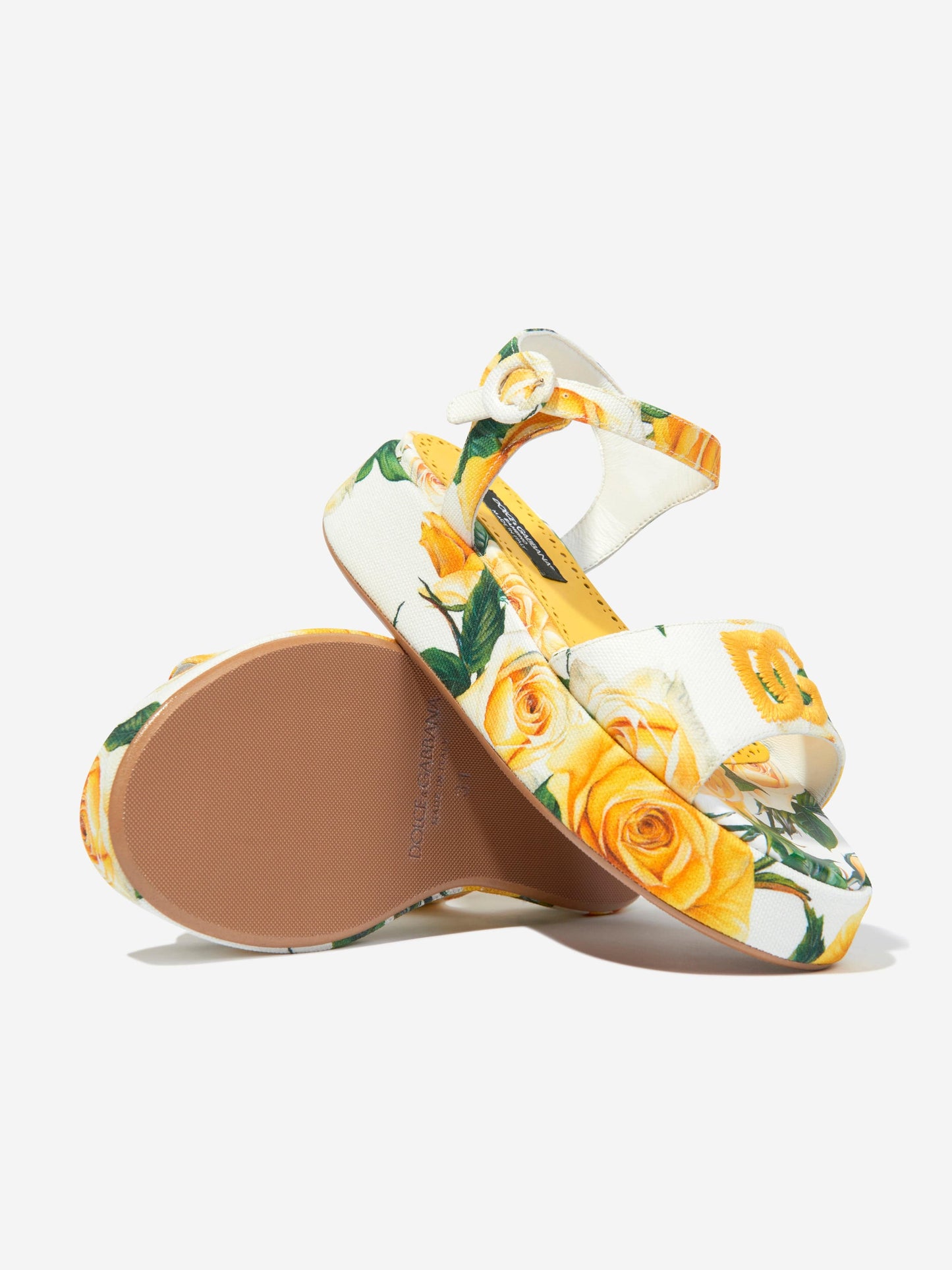 Dolce & Gabbana 女童帆布玫瑰印花凉鞋（多色）