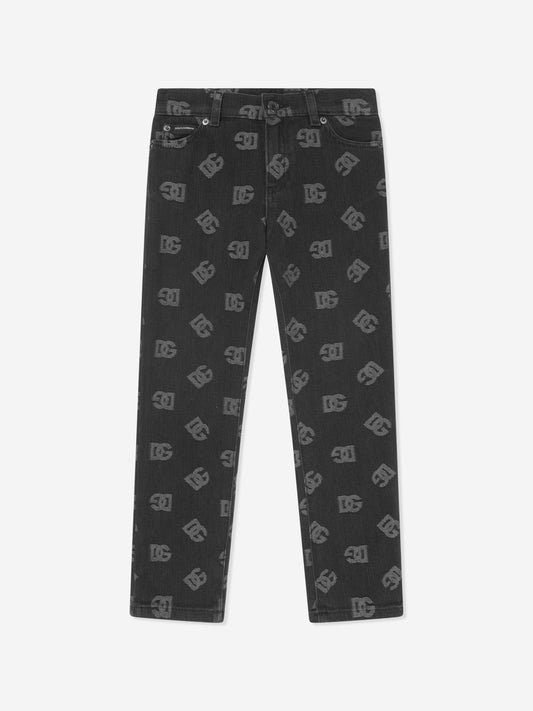 Dolce & Gabbana 男童黑色字母徽标牛仔裤