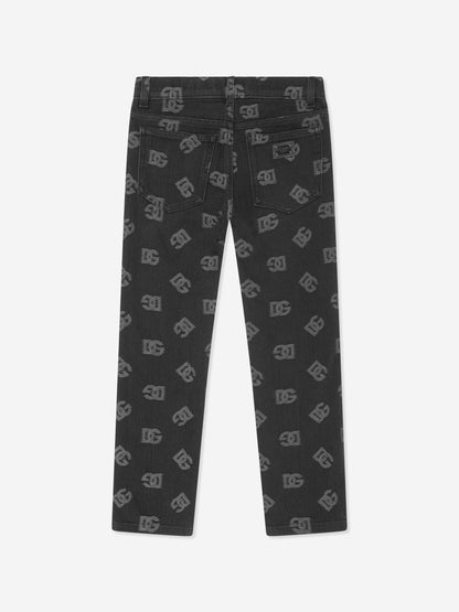 Dolce & Gabbana 男童黑色字母徽标牛仔裤
