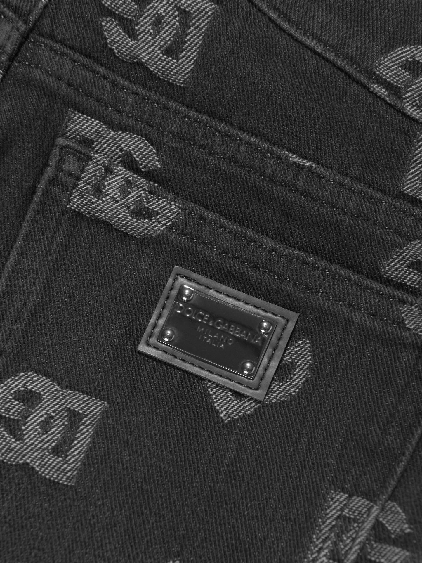 Dolce & Gabbana 男童黑色字母徽标牛仔裤