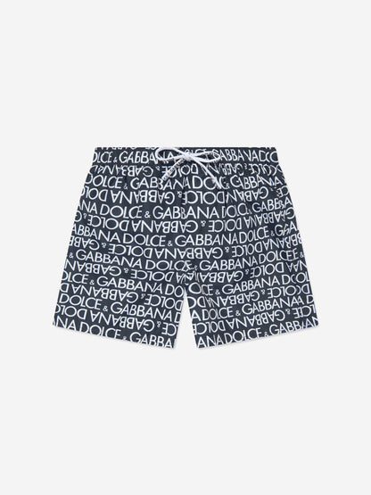 Dolce & Gabbana 男童 Logomania 海军蓝泳裤