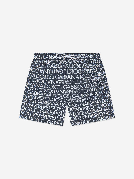 Dolce & Gabbana 男童 Logomania 海军蓝泳裤