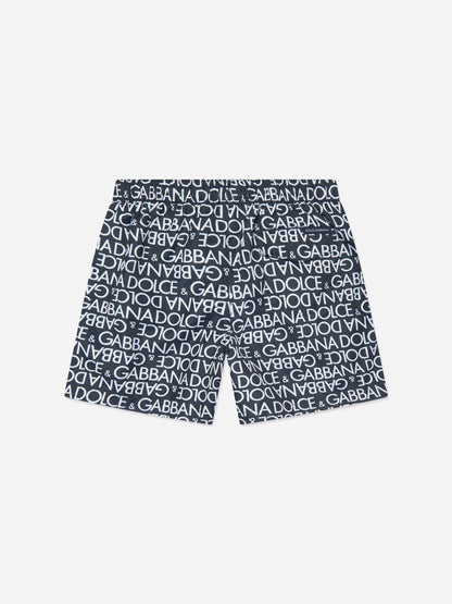Dolce & Gabbana 男童 Logomania 海军蓝泳裤