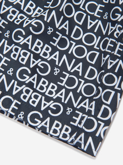 Dolce & Gabbana 男童 Logomania 海军蓝泳裤