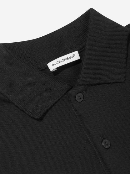 Dolce & Gabbana 男童黑色徽标 Polo 衫