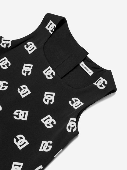Dolce & Gabbana 女童黑色真丝字母连衣裙