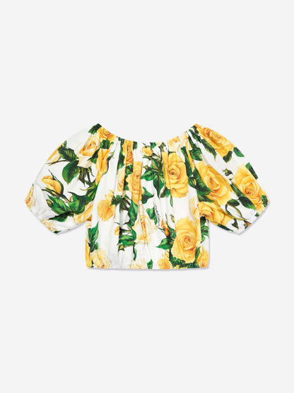 Dolce & Gabbana 女童玫瑰印花短款上衣（多色）